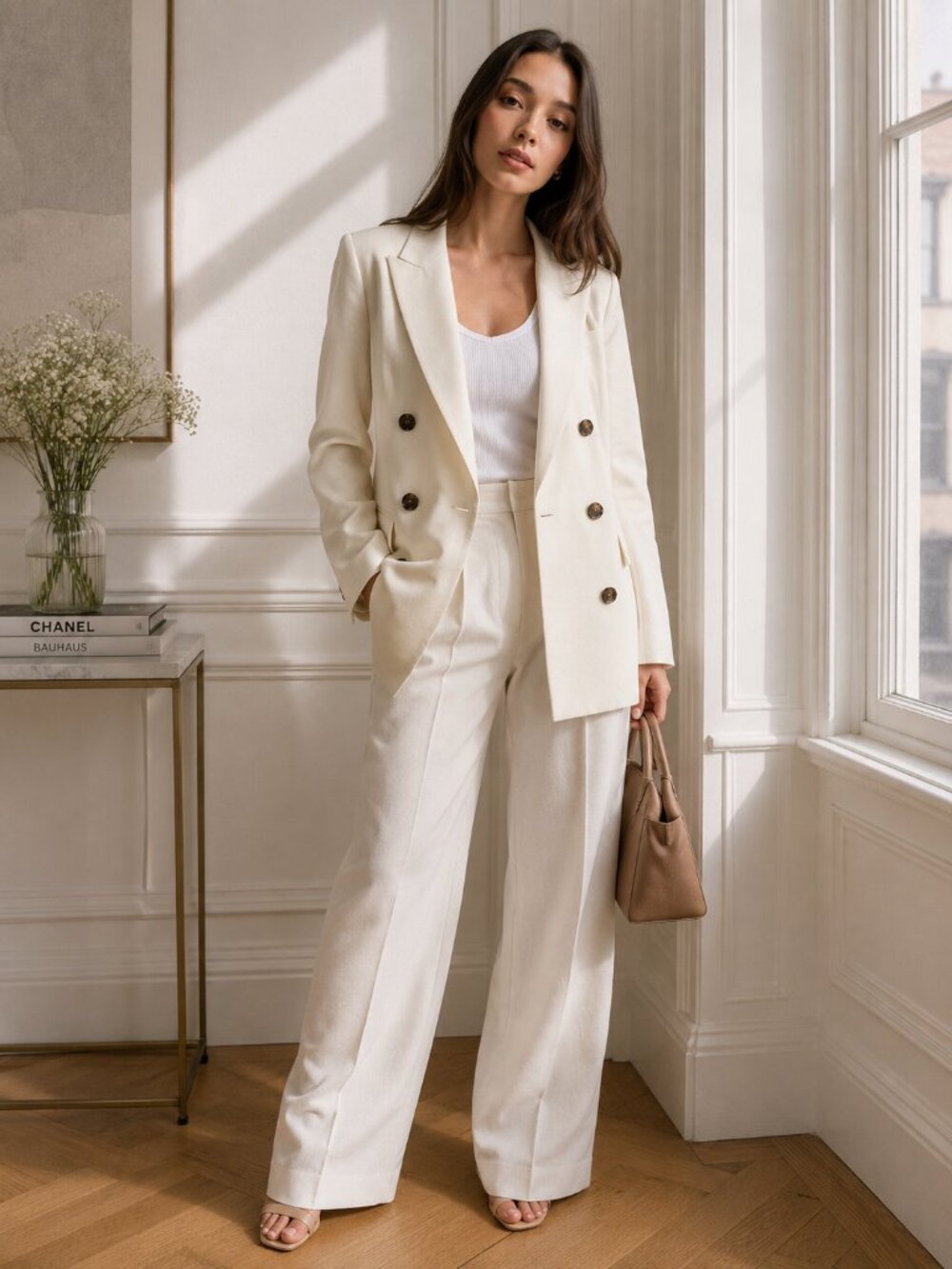 Aritizia Babaton Atelier Samuel Double-Breasted Linen Blend Women's Blazer 4